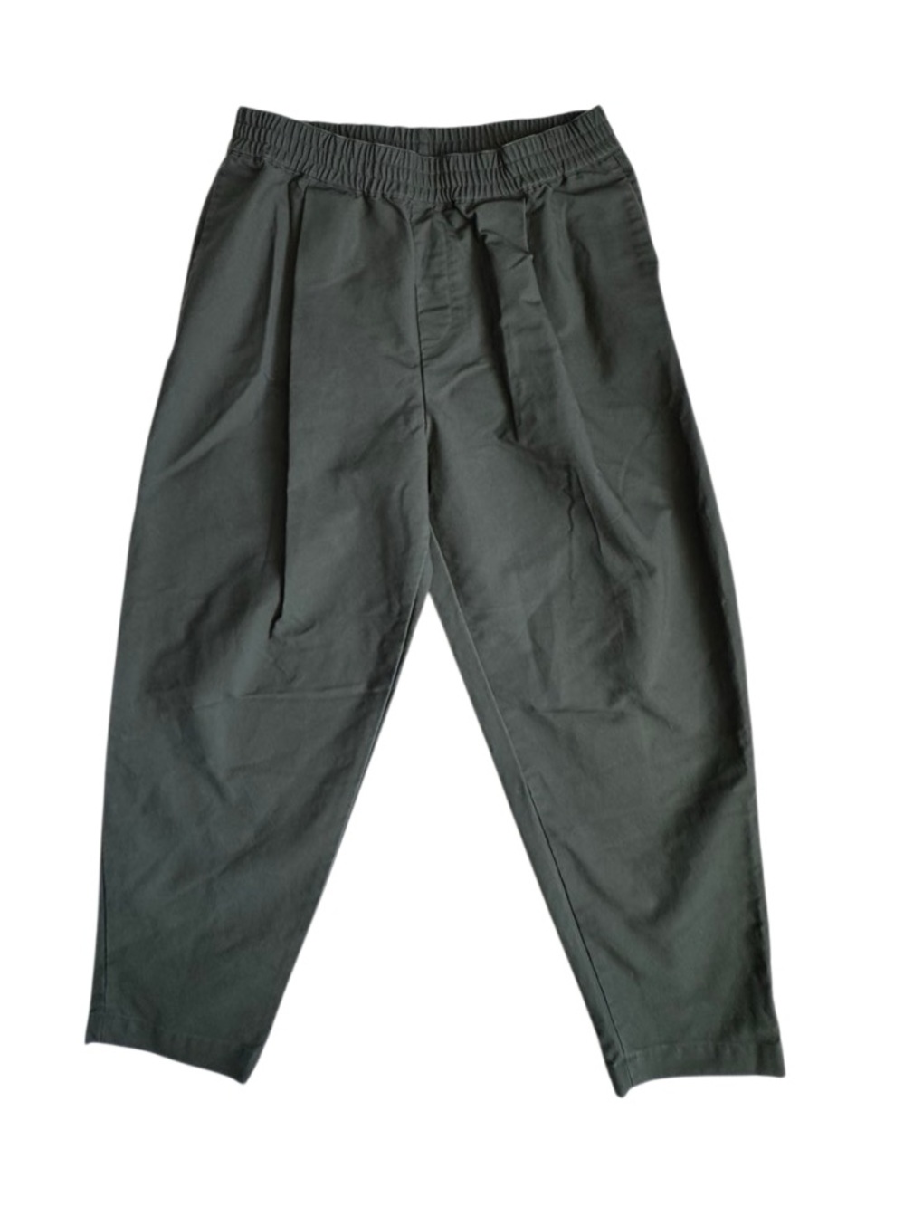 COS Olive Green Wide 100% Cotton Leg Trousers High Rise Straight Pant SZ M